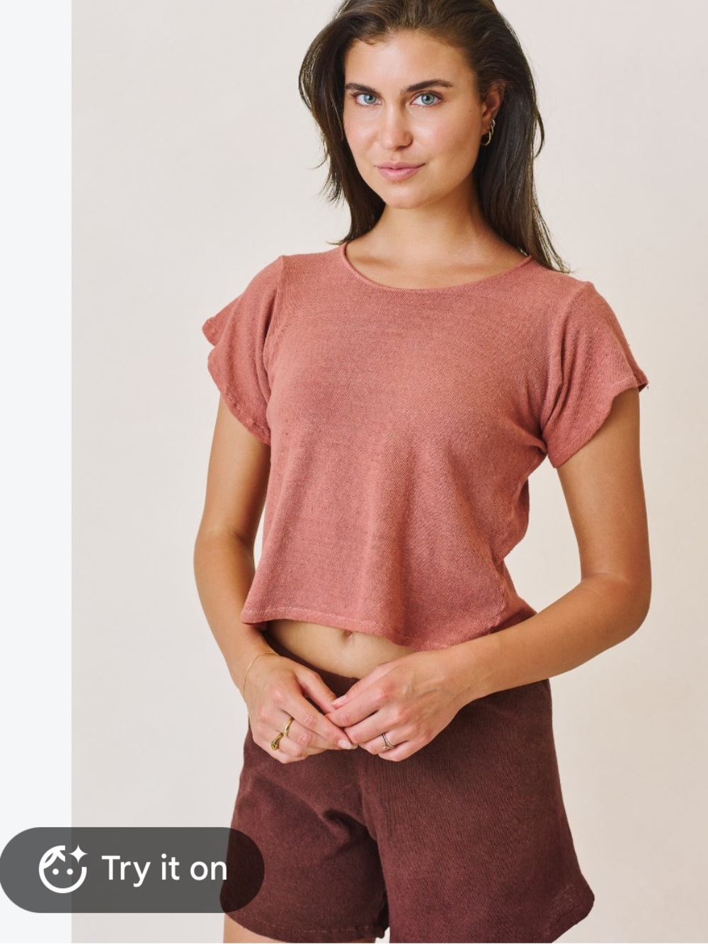 Vuori Dusty Rose Cropped Tee Top T-shirt Small